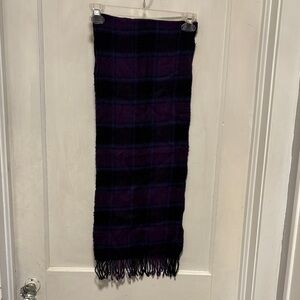 Amicable Purple and Black Plaid 100% Mercerized Wool Scarf
